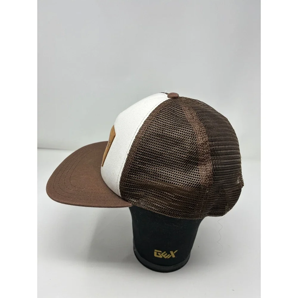 Nomans Marthas Vineyard Trucker Hat Pukka Brown White Leather Patch Snapback